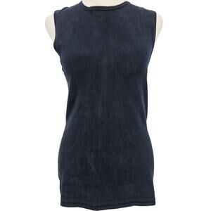 Max Mara Womans size M Sleeveless Zip Back Stretch Silk Tank Top Marbled Navy